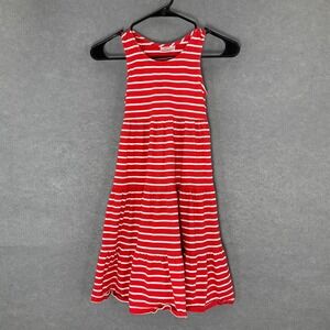 Hanna Andersson Girls‎ Red White Striped Tiered Sleeveless Dress Size 10